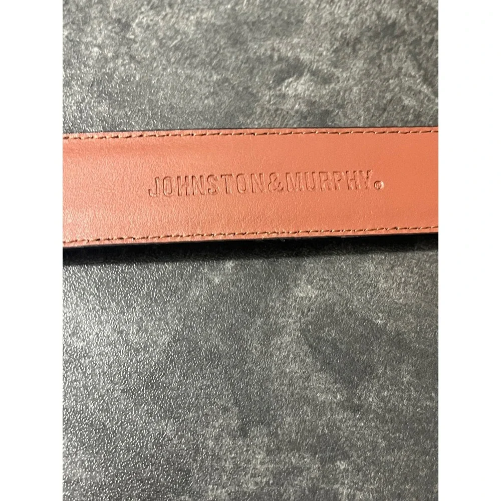 Chestnut Brown Leather Belt Men 44 Johnston Murphy Buckle Dress Buisness Casual